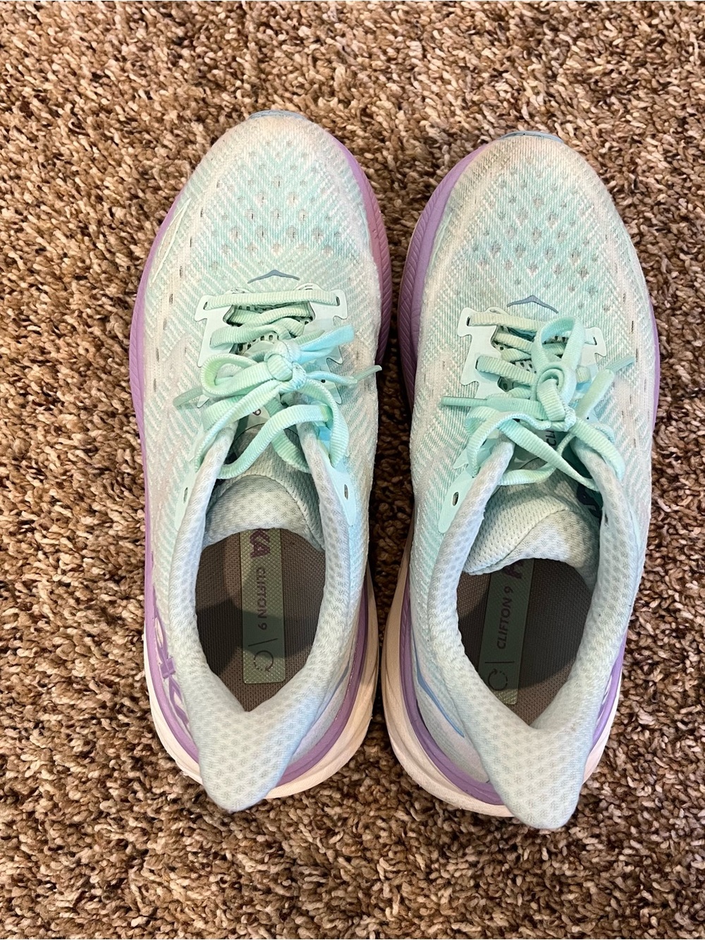 Hoka One One HOKA Clifton 9 Sunlit Ocean Lilac Mist Size 7B Running Walking - Picture 4 of 7